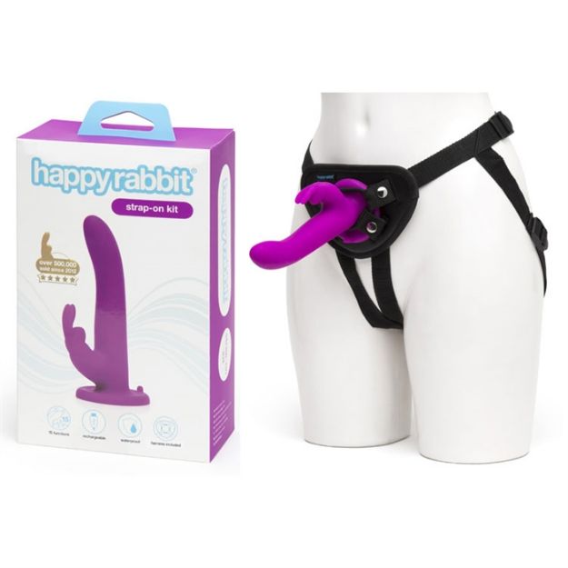 Image de Happy Rabbit - Vibrating Strap On Harness Set