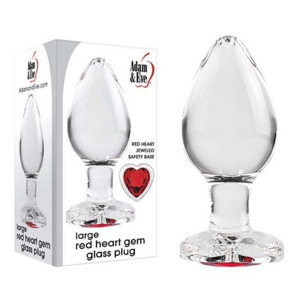 Picture of Red Heart Gem Glass Plug - Large