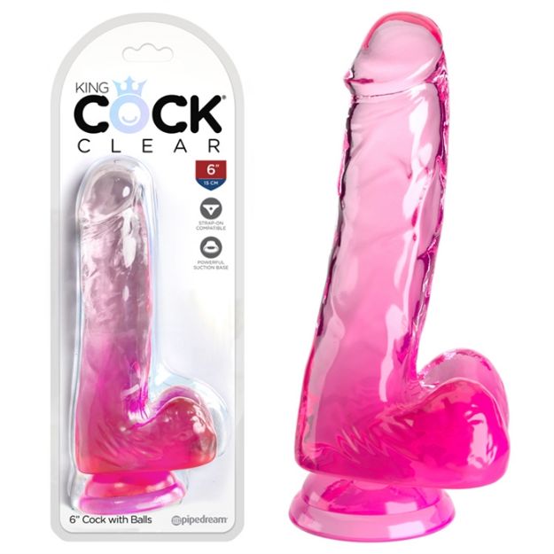 Picture of King Cock Clear 6" With Balls - Pink
